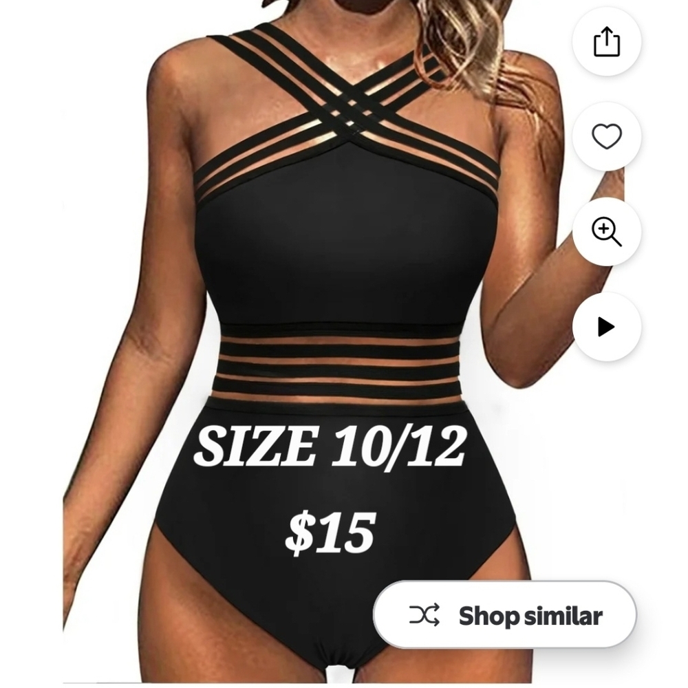Elegant Black Strappy One Piece Swimsuit